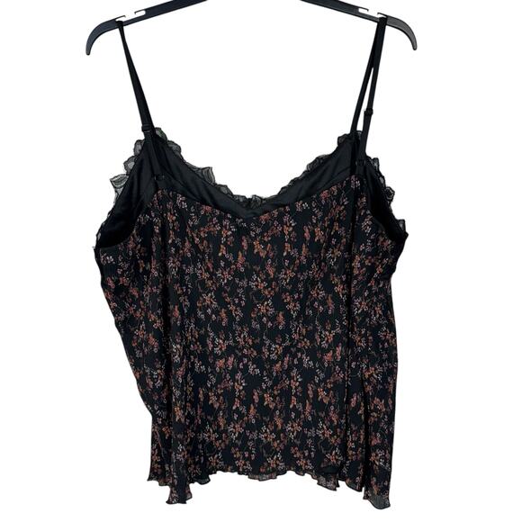 Everleigh 3X-Large Tank Top Floral Lace Accent V-Neck Stretch Accordion Pleats - Picture 6 of 10